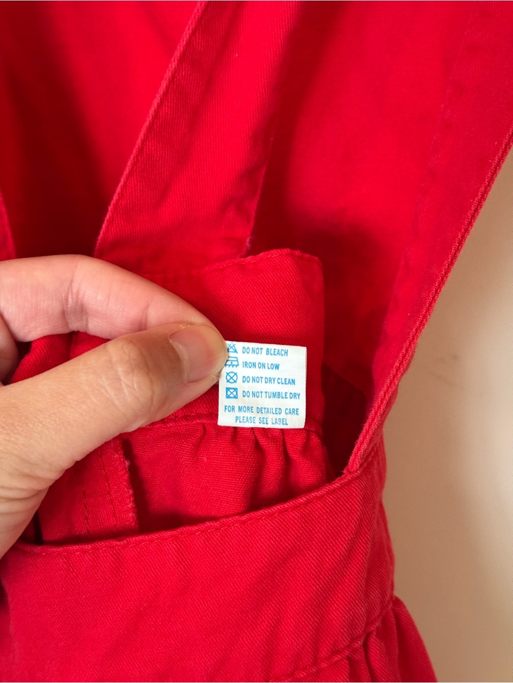 Cherry Red Ruffled Apron with Pockets - Picture 9 of 9